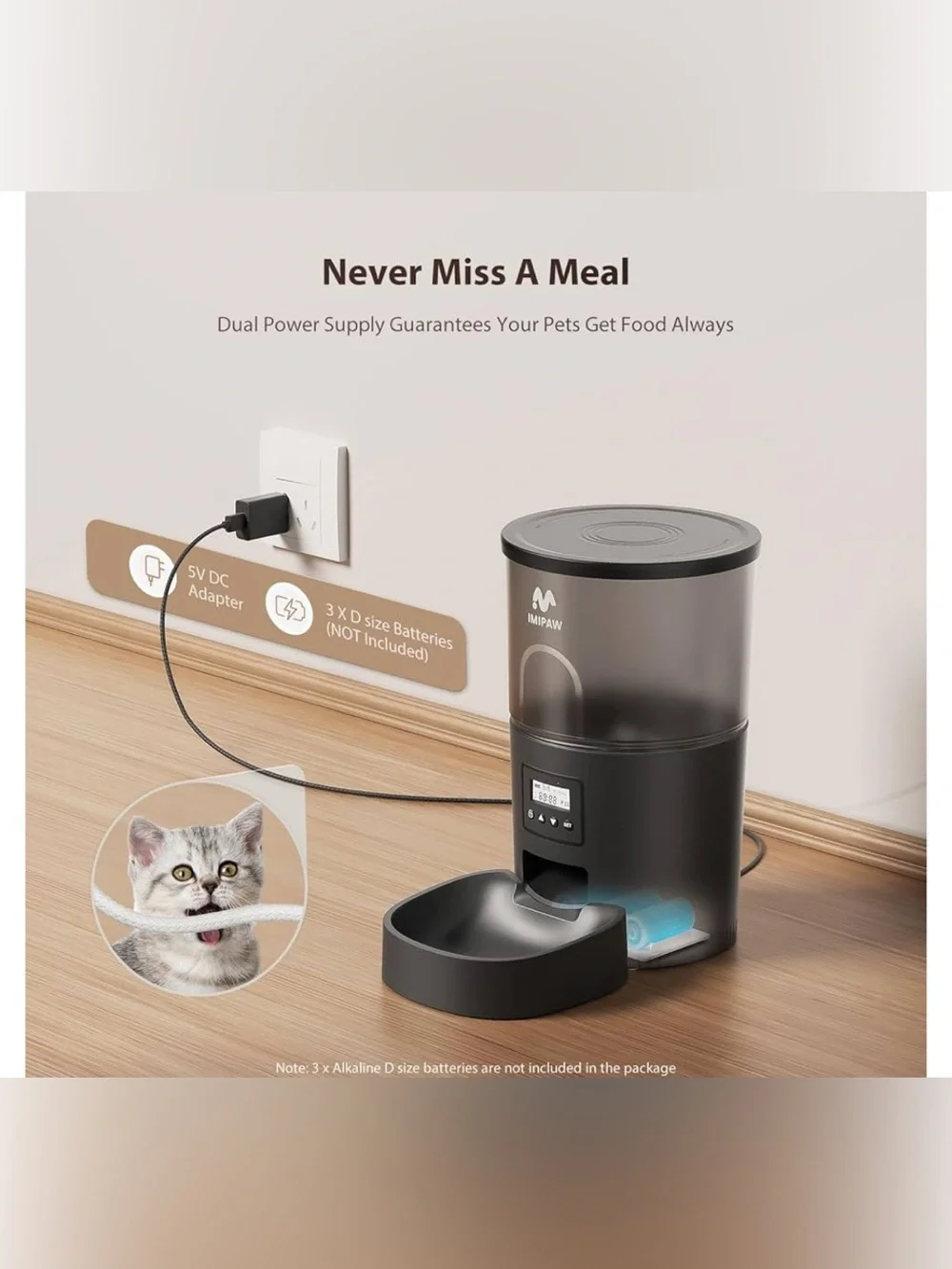 Automatic Dog or Cat Feeders, 3L Timed Cat Dry Food Dispenser, Programmable NEW